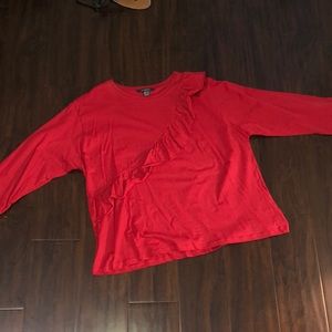 NWOT Primark Red Ruffle 3/4 Length Top Size 16